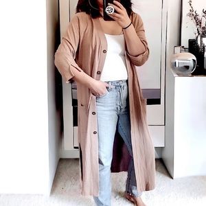 Pure J Jill Organic Cotton and Hemp Button Front Duster Cardigan Size small